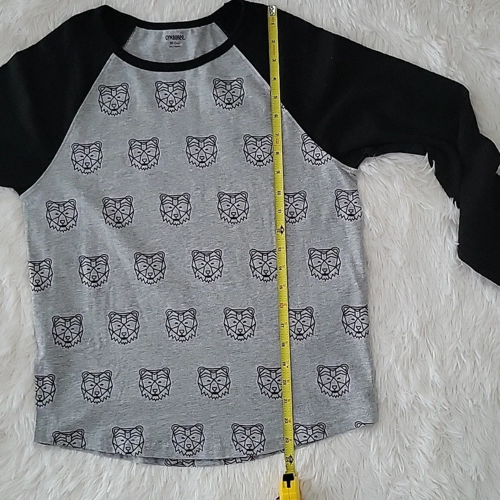 Gymboree Bear Print Long Sleeve T-Shirt Gray And Black Boys Size XL 14